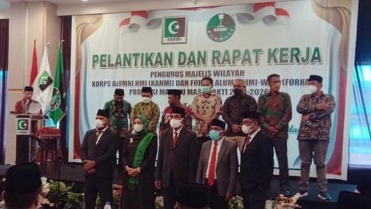 Prosesi pelantikan pengurus MW KAHMI dan FORHATI Maluku di Kota Ambon, Maluku, pada Minggu (13/2/2022). Instagram/@ifan.umasugi